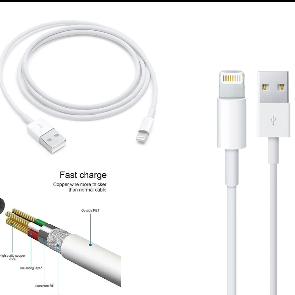Apple Lightning to USB Cable for iPhone, iPad & iPod – Fast Charging & Data Sync Cable